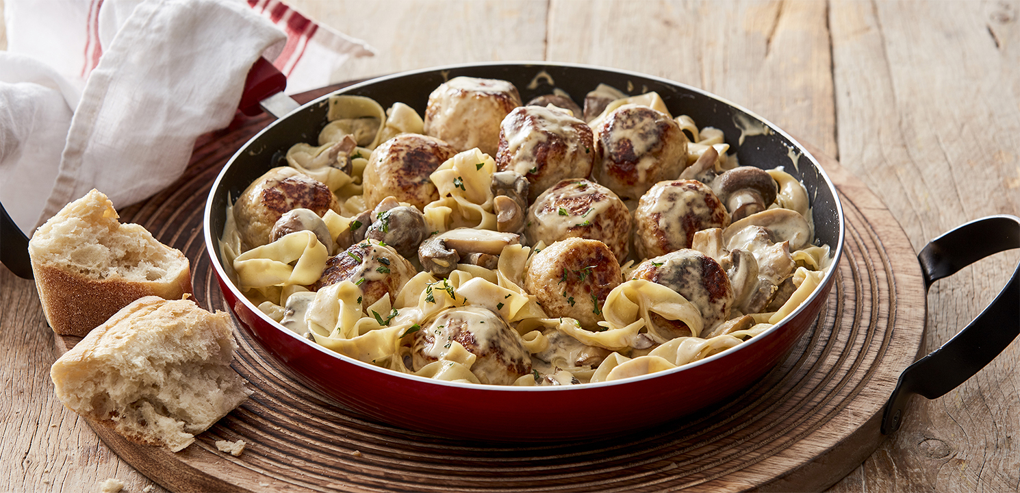 Chicken Meatballs in a Creamy Mushroom Sauce