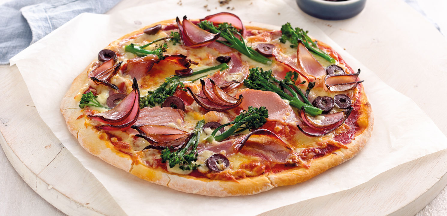 Pancetta, Balsamic Onion and Broccolini Pizza