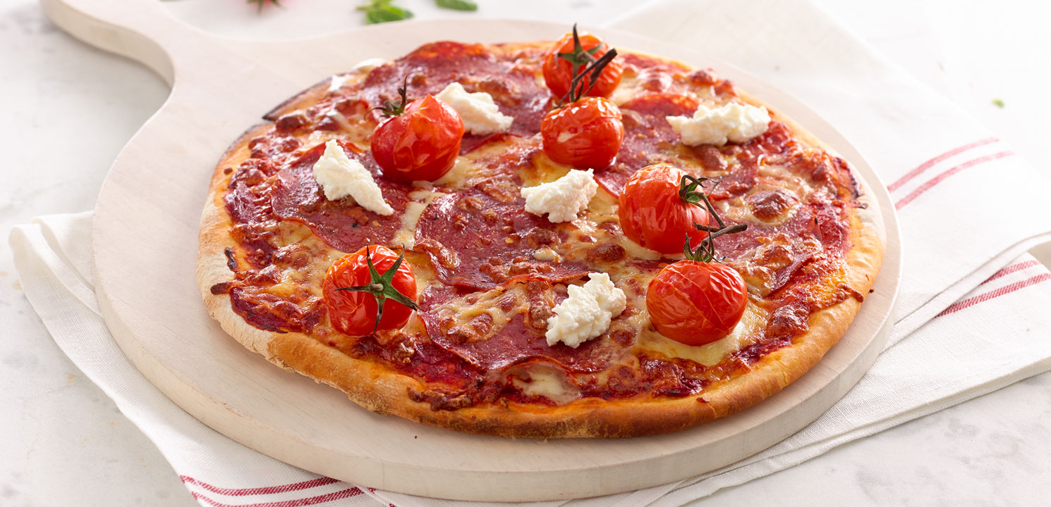 Spicy Salami and Ricotta Pizza